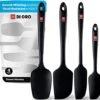 I ORO Silicone Spatula Set - Rubber Kitchen Spatulas For Baking, Cooking, & Mixing - 600°F Heat-Resistant & BPA Free Silicone Scraper Spatulas For Nonstick Cookware - Dishwasher Safe (4pc, Black)