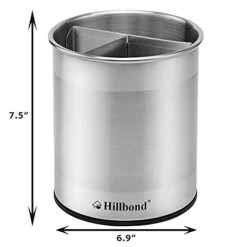 Stainless Steel Utensil Holder With Removable Divider For Easy Clean, 360° Rotating Kitchen Utensil Crocks With Weighted Base For No Tipping Over, Utensil Caddy Organizer (EXTRA LARGE) -Peugeot Shop 417yQZJo5gL