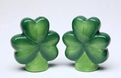MHC Fine Ceramic Clover Leaves Shamrock Salt And Pepper Shakers Set, 2-3/4" H