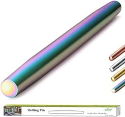 Rainbow Rolling Pin, 16.7 Inches Stainless Steel Colorful Matte Finish With Rainbow Titanium Plating Rolling Pin For Baking Pizza Dough, Pie, Cookie, Gift Ideas For Bakers. -Peugeot Shop 4182gXKYAvS. AC