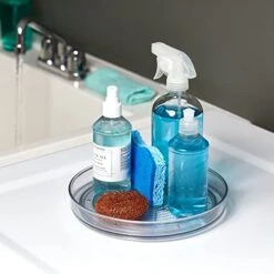IDesign Recycled Plastic Lazy Susan Turntable Organizer Pantry, Bathroom, General Storage And More, The Linus Collection, 9" Inch, Clear -Peugeot Shop 4182ggjNRCL
