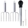 Home Servz Stainless Steel Turkey Baster Syringe And Poultry Lifters Fork Set Of 2,