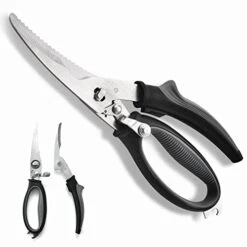 Poultry Shears Heavy Duty Professional Kitchen Scissors Stainless Steel, Easily Snipping Through Skin And Crunching Bones, Locking Hinge To Take Apart Easy To Clean Dishwasher Safe (Black Gray)