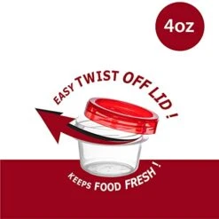 (4 Ounce 10 Pack) Twist Cap Containers Clear Bottom With Red Top Screw On Lids Twist Top Food Storage Freezer Reusable Containers 18 (4 Ounce 10 Pack) Twist Cap Containers Clear Bottom With Red Top Screw On Lids Twist Top Food Storage Freezer Reusable Containers -Peugeot Shop 41857RT32RL