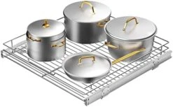 AHNR Pull Out Cabinet Organizer, 2-Tier Under Sink Slide Out Kitchen Cabinet Storage Shelves With Sliding Storage Drawer For Cabinet - 12.6W X 16.5D X 13H, Request At Least 13" Cabinet Opening -Peugeot Shop 418Cq3zeLXL. AC