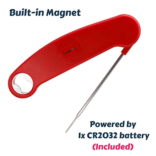 Meat Thermometer For Cooking - FT002R Instant Read Food Thermometer For Kitchen BBQ Grilling Smoker Baking Turkey. (Red + Black) 4 Meat Thermometer For Cooking - FT002R Instant Read Food Thermometer For Kitchen BBQ Grilling Smoker Baking Turkey. (Red + Black) - Image 4