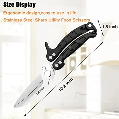Kitchen Shears,Stainless Steel Sharp Utility Food Scissors,Detachable As A Cleaver,Multipurpose Heavy Duty Spring Loaded Kitchen Scissors With Serrated Edge For Chicken,Poultry,Fish,Herbs,Nuts 4 Kitchen Shears,Stainless Steel Sharp Utility Food Scissors,Detachable As A Cleaver,Multipurpose Heavy Duty Spring Loaded Kitchen Scissors With Serrated Edge For Chicken,Poultry,Fish,Herbs,Nuts - Image 4