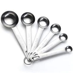 Measuring Spoons, AOOSY 6 Piece Measuring Spoons Set Stainless Steel Round Heavy Duty Mirror Polished 1/8 TSP, 1/4 TSP, 1/2 TSP, 1 TSP, 1/2 TBSP & 1 TBSP Measuring Spoon For Baking Food Cooking