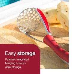 Zyliss Stainless Steel Potato Masher - Stainless Steel Metal Potato & Vegetable Masher - Silicone Bowl Scraper & Integrated Hanging Hook - Stainless Steel -Peugeot Shop 418RGKL3HXL