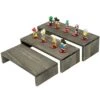 MyGift Rustic Wooden Display Stands, Set Of 3 - Vintage Gray Solid Wood Nesting Retail Riser Stands For Desserts, Collectibles And Figurines