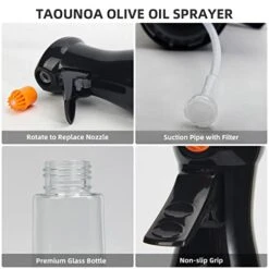 210ml Glasses Oil Sprayer - 2pcs Olive Oil Sprayer With Brush 7 OZ Oil Sprayer For Cooking Mist Oil Spray Bottle For Kitchen Air Fryer, Salad, Baking, Grilling, Frying, Black -Peugeot Shop 418UD6ariFL
