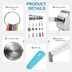 11Pcs Stainless Steel Measuring Cups And Spoons Set, Stackable Metal Measure Cup, Widely Used Kitchen Dry Food, Cooking Baking Measurements (Kitchen Funnel) -Peugeot Shop 418XxNFhvCL