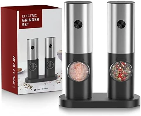 Lectric Salt And Pepper Grinder Set, EAGMAK Battery Powered Automatic 70ml Pepper Mill Grinders, Stainless Steel Electronic Mill Shakers With Adjustable Coarseness, LED Light & Storage Base (2 Pack) 12 Lectric Salt And Pepper Grinder Set, EAGMAK Battery Powered Automatic 70ml Pepper Mill Grinders, Stainless Steel Electronic Mill Shakers With Adjustable Coarseness, LED Light & Storage Base (2 Pack) - Image 12