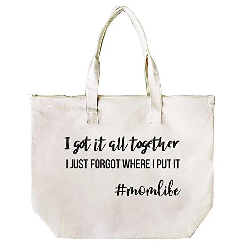 ELEGANTPARK Baby Shower Gifts For New Mom Life Tote Bag Mothers Day Funny Mom Gifts For Mom Birthday Christmas Gifts Canvas Mom Bag With Zipper And Pocket 4 ELEGANTPARK Baby Shower Gifts For New Mom Life Tote Bag Mothers Day Funny Mom Gifts For Mom Birthday Christmas Gifts Canvas Mom Bag With Zipper And Pocket - Image 4