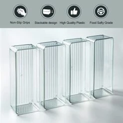 8 Pack Stackable Pantry Organizer Bins With 2 Lids, Clear Plastic Containers Organizer For Home Edit And Cabinet - 3 Sizes -Peugeot Shop 418fHPlLDbL