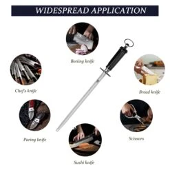 10 Inch Knife Sharpening Steel Honing Rod, Japanese High Carbon Flat Honing Steel, Professional Kitchen Steel Knife Sharpener (ABS Handle & Powerful Magnet) -Peugeot Shop 418gMIcTxmL