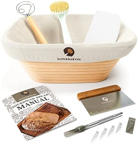 Banneton Bread Proofing Basket Set, Round 9" Banneton Basket Sourdough Bread Baking Supplies, Sourdough Proofing Basket For Bread Making Tools Supplies, Artisan Bread Kit, Gifts For Bakers 11 Banneton Bread Proofing Basket Set, Round 9" Banneton Basket Sourdough Bread Baking Supplies, Sourdough Proofing Basket For Bread Making Tools Supplies, Artisan Bread Kit, Gifts For Bakers - Image 11