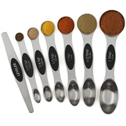 Magnetic Measuring Spoons Set Of 7 Stainless Steel Double Sided Nesting Teaspoon Tablespoon For Measuring Dry Liquid Ingredients