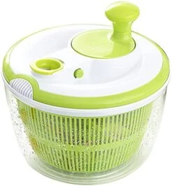 JEBBLAS Salad Spinner, Large 5 Quarts Fruits And Vegetables Dryer,Easy To Use, White And Green