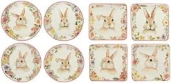 Easter Garden 8.5" Dessert/Salad Plate, Set Of 4 Assorted Designs, Multicolored -Peugeot Shop 418wANHDsNL. AC