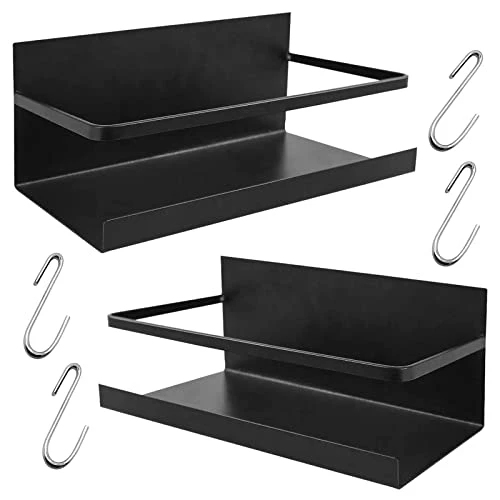 FEULAM Magnetic Spice Rack Organizer, Magnetic Shelf For Refrigerator, Magnetic Spice Rack For Refrigerator With 2 Hooks, Space Saving Magnetic Fridge Spice Rack Black 1 FEULAM Magnetic Spice Rack Organizer, Magnetic Shelf For Refrigerator, Magnetic Spice Rack For Refrigerator With 2 Hooks, Space Saving Magnetic Fridge Spice Rack Black