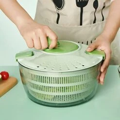 Salad Spinner, Veggie Washer, Vegetable Washer Dryer Drainer Strainer, Quick And Easy Multi-Use Lettuce Spinner, Vegetable Dryer, Fruit Washer, Pasta And Fries Spinner(Green) -Peugeot Shop 4190pLU8SkL