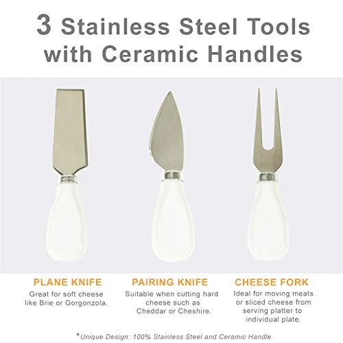 Bamboo Cutting Board For Cheese & Charcuterie With 4 Ceramic Bowls & Knife Set- Designed & Quality Checked In The USA 3 Bamboo Cutting Board For Cheese & Charcuterie With 4 Ceramic Bowls & Knife Set- Designed & Quality Checked In The USA - Image 3