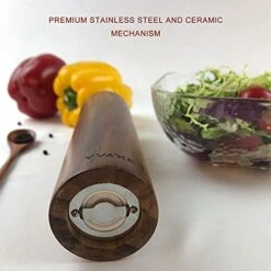 Vake Wooden Salt And Pepper Grinder Set,8 Inch Manual Salt And Pepper Mill, Adjustable Coarseness And Refillable,Acacia Wood Pepper Grinder For Your Kitchen[Set Of 2] -Peugeot Shop 419C22jnWTS