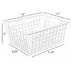 14" Upright Freezer Storage Baskets, White Wire Storage Bins Large Bakset For Freezer, Pantry, Bathroom Organizing, Set Of 4