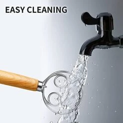 TEEVEA Danish Dough Whisk Stainless Steel Dough Whisk Dutch Style Bread Dough Hand Mixer Wooden Handle Kitchen Baking Tools Bread Making Tools And Supplies -Peugeot Shop 419KflAruML