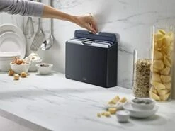 Joseph Joseph Folio Plastic Cutting Board Set With Storage Case Color-Coded Easy-Access Design Dishwasher Safe Non-Slip, Small, Graphite -Peugeot Shop 419QFza1wcL