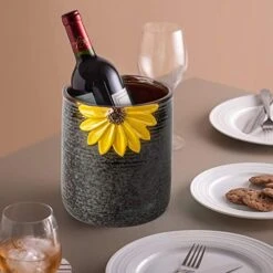 Tensil Crock, Kitchen Utensil Holder, Ceramic Utensil Holder For Countertop, Cooking Utensil Holder For Kitchen Sunflower Decor Large Kitchen Spatula Holder -Peugeot Shop 419QoFPf9AL