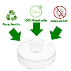 The Easy Weight - 4-Pack Heavy Glass Fermentation Weight With Grooved Handles For Canning Supplies - Fermenting Weights For Pickling & Canning - Fits Any Wide Mouth Mason Jars (No Lids Included)