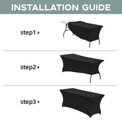 6FT Stretch Spandex Table Cover For Rectangular Fitted Folding Tables, Wrinkle Resistant, Elastic Stretchable Patio Tablecloth Protector For Party, Banquet, Wedding And Events (Black) -Peugeot Shop 419YmIL4K5S