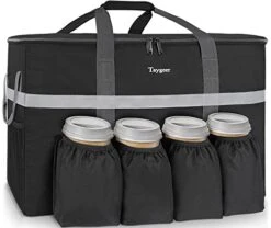 Insulated Food Delivery Bag With 4 Cup Holders, Large Warm & Cooler Shipping Bag, Catering Thermal Bag For Cold And Hot Food Transport, Grocery Bags For Pizza Delivery, Beverages, Uber Eat, Camping