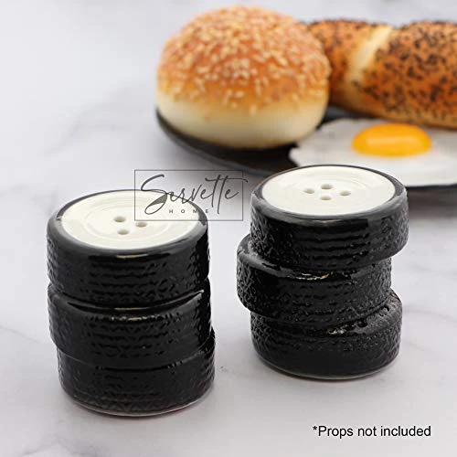 Construction Theme Salt And Pepper Shakers For Collectors Kitchen Décor - Tire 2 Construction Theme Salt And Pepper Shakers For Collectors Kitchen Décor - Tire - Image 2