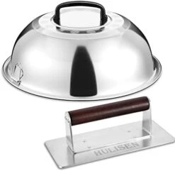 HULISEN Stainless Steel Bacon Press, 8.5-Inch Round Heavy-Duty Grill Press With Wood Handle, Non Stick Large Burger Press, Griddle BBQ Accessories For Steak Weight, Panini Sandwich -Peugeot Shop 419jiNVchtL. AC