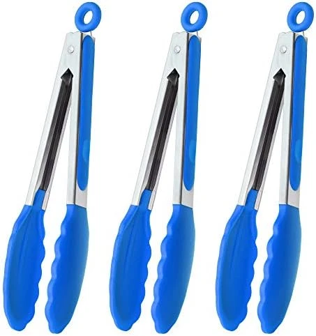 9-Inch Stainless Steel Cooking Tongs With Silicone Tips, Set Of 3 (Black) 11 9-Inch Stainless Steel Cooking Tongs With Silicone Tips, Set Of 3 (Black) - Image 11
