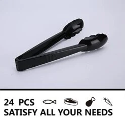 24 Pieces Plastic Serving Tongs For Kitchen, Disposable Utensils Set, 9 Inch Heavy Duty Scalloped Salad Tongs, Food Safe Material, Perfect For Buffets And BBQ, Black -Peugeot Shop 419kqhvVbjS