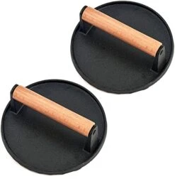 Cast Iron Burger Press, 7 Inch Round Heavy Duty Bacon Meat Steak Grill Press With Wooden Handle, Heat Proof, Rust Resistance, Griddle Accessorie Burger Smasher For BBQ Flat Top Teppanyaki -Peugeot Shop 419nDVJxBBL. AC