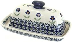 Blue Rose Polish Pottery Prairie Garden Butter Dish -Peugeot Shop 419u8AaZsVL. AC