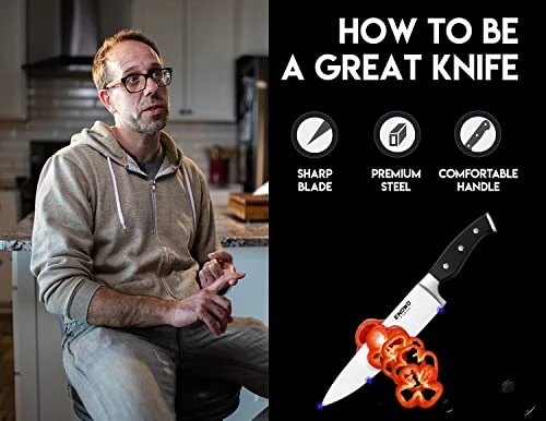 Chef Knife Ultra Sharp Kitchen Knife Set 3 PCS,Premium German Stainless Steel Knife With Finger Guard Clad Dimple,Ergonomic Handle And Gift Box 6 Chef Knife Ultra Sharp Kitchen Knife Set 3 PCS,Premium German Stainless Steel Knife With Finger Guard Clad Dimple,Ergonomic Handle And Gift Box - Image 6