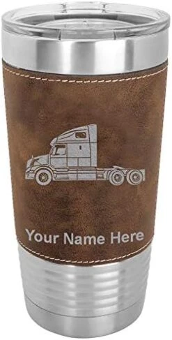 20oz Vacuum Insulated Tumbler Mug, Truck Cab, Personalized Engraving Included (Faux Leather, Black) -Peugeot Shop 419vvN8OlxL. AC