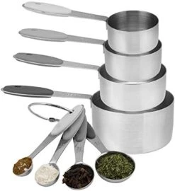 Ook With Color 8 Piece Copper Measuring Cups And Measuring Spoon Set Stainless Steel With Soft Touch Silicone Handles, Nesting Liquid Measuring Cup Set Or Dry Measuring Cups Set (Pink) -Peugeot Shop 419xpZeBJ5L. AC