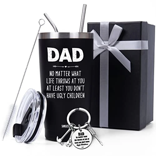 Dad Tumbler Gifts For Dad From Daughter Son - 20oz Stainless Steel Double-walled Insulated No Matter What Ugly Children Travel Mug Christmas, Birthday, Father's Day Gift Set With Lid & Straw 1 Dad Tumbler Gifts For Dad From Daughter Son - 20oz Stainless Steel Double-walled Insulated No Matter What Ugly Children Travel Mug Christmas, Birthday, Father's Day Gift Set With Lid & Straw