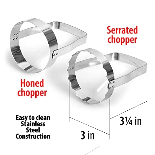 AXAM Hand Food Chopper Set - 1 Serrated & 1 Honed Stainless Steel Handheld Veggie Cutter With Handle For Salad, Fruit, Vegetables, Nuts, Biscuit, Cookie & Pastry - Easy To Use & Clean - Pack Of 2 2 AXAM Hand Food Chopper Set - 1 Serrated & 1 Honed Stainless Steel Handheld Veggie Cutter With Handle For Salad, Fruit, Vegetables, Nuts, Biscuit, Cookie & Pastry - Easy To Use & Clean - Pack Of 2 - Image 2