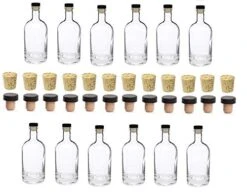 12 Pcs, 12 Oz Heavy Base Glass Liquor Bottle With T-Top Synthetic Cork And Regular Bottle Cork - Made In The USA (12, 12 Oz (375 Ml))