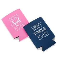 Best Aunt And Uncle Ever Can Coolers, Set Of 2, 1 Pink And 1 Navy Blue Beer Can Coolies, New Aunt Gifts, Novelty Can Cooler, Perfect Birthday, Gender Reveal Gift, Baby Announcement (Aunt And Uncle) -Peugeot Shop 41A5WxQ8weL