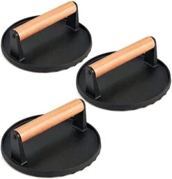Cast Iron Burger Press, 7 Inch Round Heavy Duty Bacon Meat Steak Grill Press With Wooden Handle, Heat Proof, Rust Resistance, Griddle Accessorie Burger Smasher For BBQ Flat Top Teppanyaki -Peugeot Shop 41A9eyTTqmL. AC
