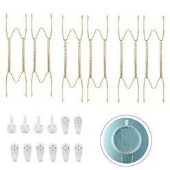 12 Pack Wall Plate Hangers 6/8/10 Inch Invisible Vertical Plate Holders With 12Pcs Wall Hooks For Decorative Plates Antique Plates And Art